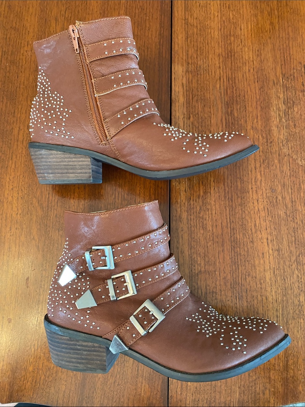 Studded Skechers Brown Women's Ankle Boots - Picture 5 of 8